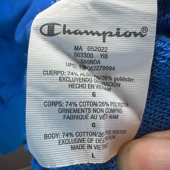 Champion Men's Quarter Zip Hoodie Sweatshirt Blue Pockets Embroidered Logo Large - Picture 12 of 14